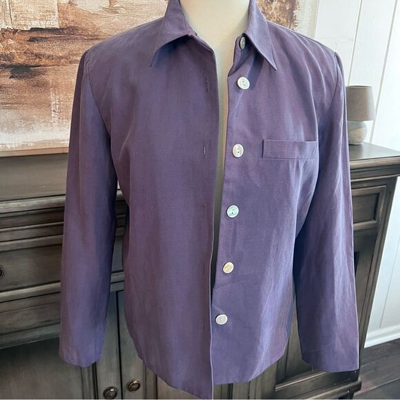 Coldwater Creek Purple Blazer Lightweight Padded Shoulders size 10 - Picture 4 of 7